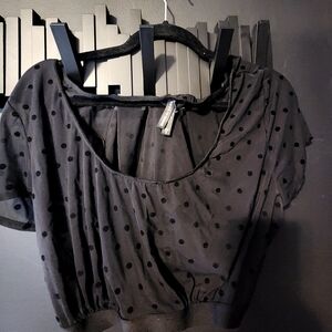 Torrid Curve Sheer Crop Top Size 3X With Flocked Polka Dots
